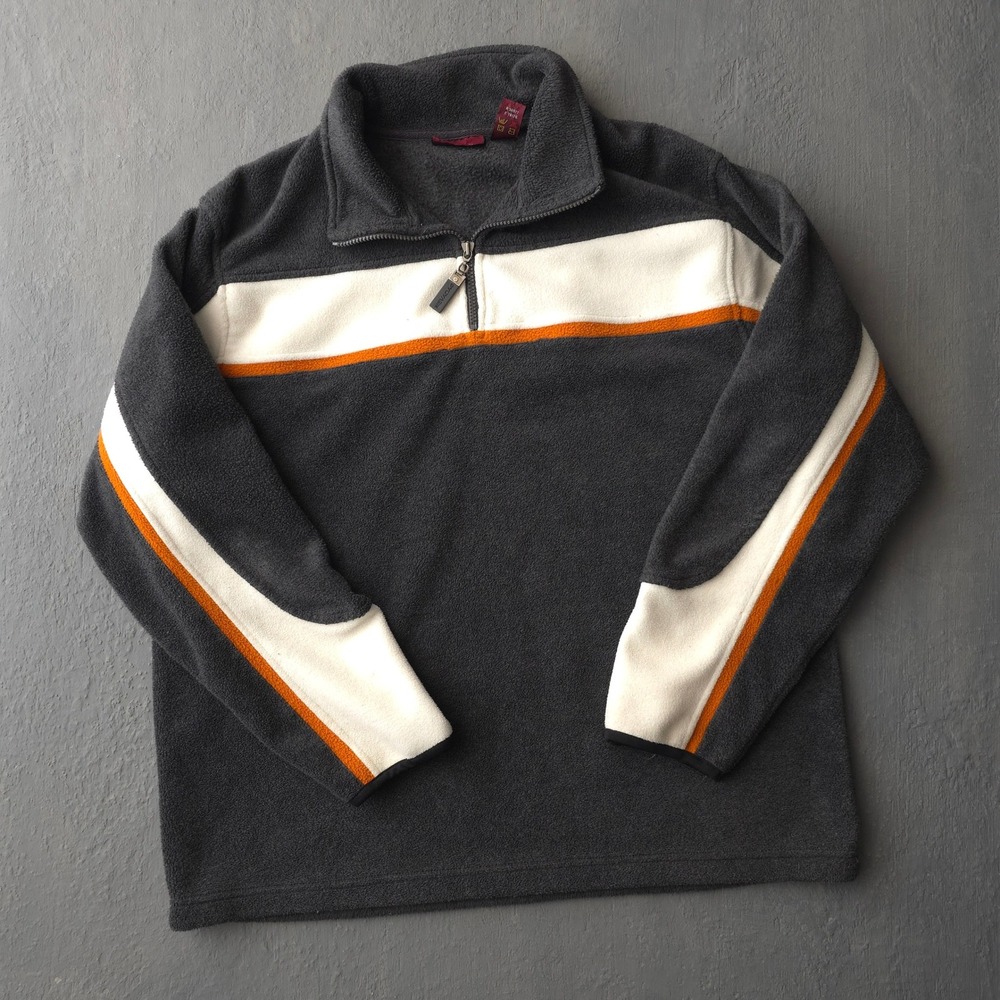 Vintage 2000s NEVADA Grey Fleece Pullover Large Colorblock Quarter Zip